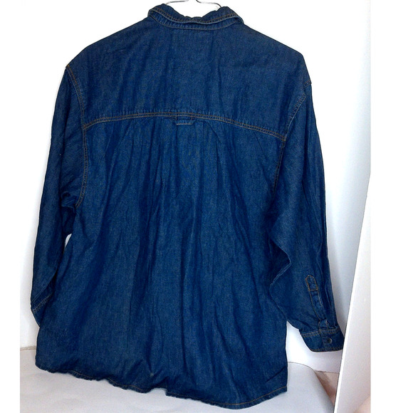 Vintage Get Used Classic Jeans By Elie Denim Snap Button Shirt Size Large New - Picture 6 of 6